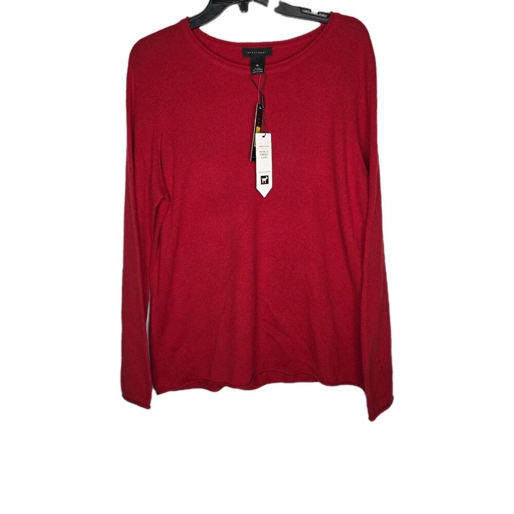 Investments Wool Cashmere Sweater Womens Size XL Red Soft Fall Winter Preppy